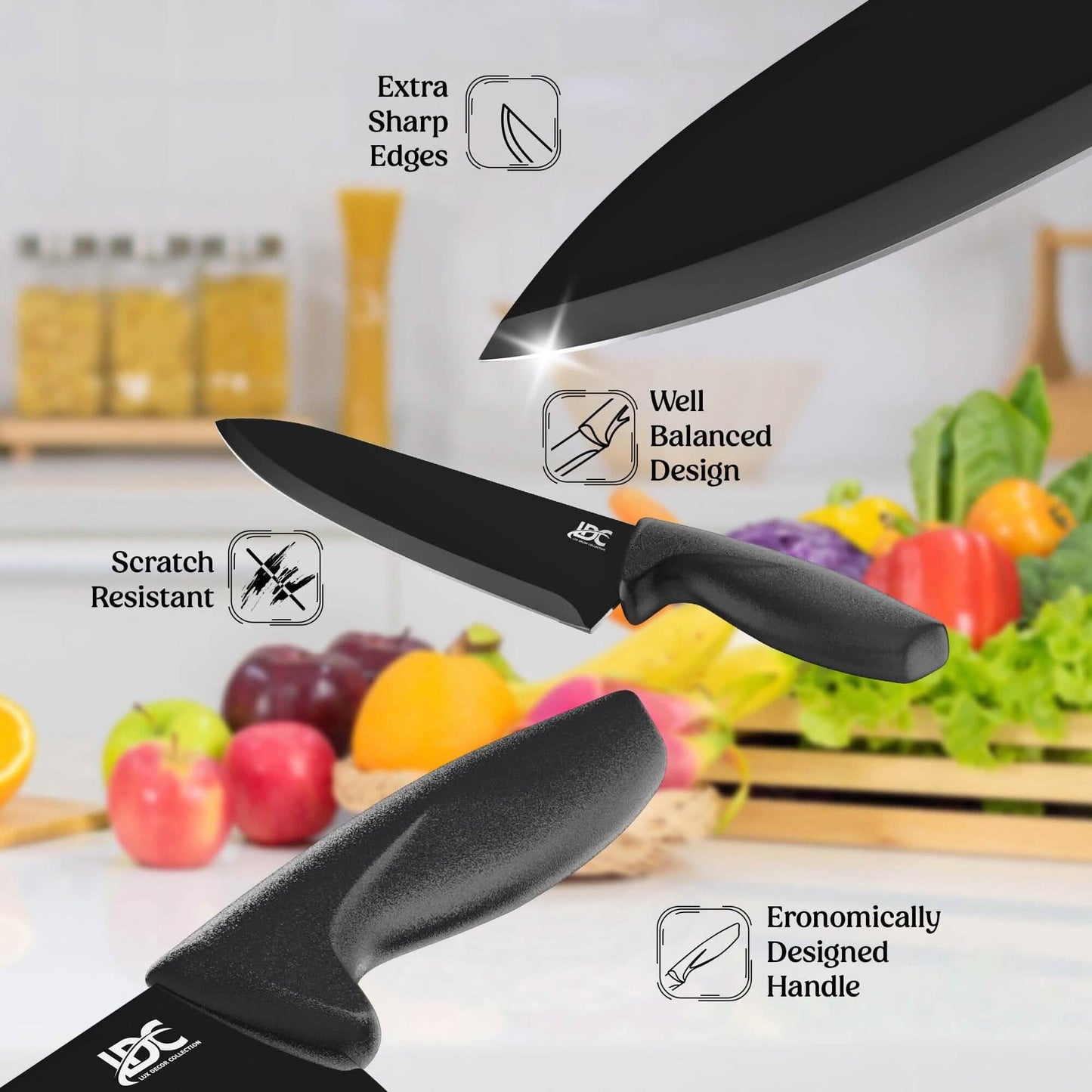 Lux Decor Collection Kitchen Knife Set Ultra Sharp Stainless Steel Knives Set DailySale