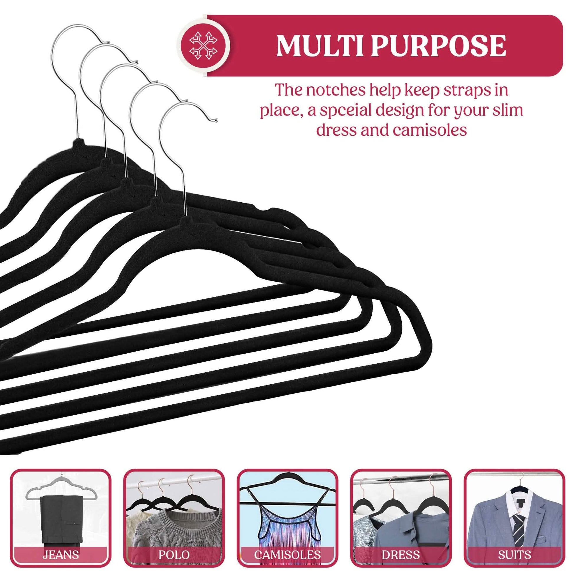 Lux Decor Collection Velvet Hangers Non-Slip Cloth Storage Organizer Space Saving Closet Clothing Hanger Pack DailySale