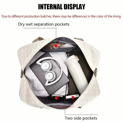 Luxury Large Capacity Duffel Bag – Versatile Shoulder & Crossbody Tote With Dual Side Pockets DailySale
