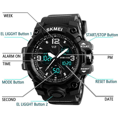 LYMFHCH Large Dual Dial Time Outdoor Army Wrist Watch Tactical DailySale