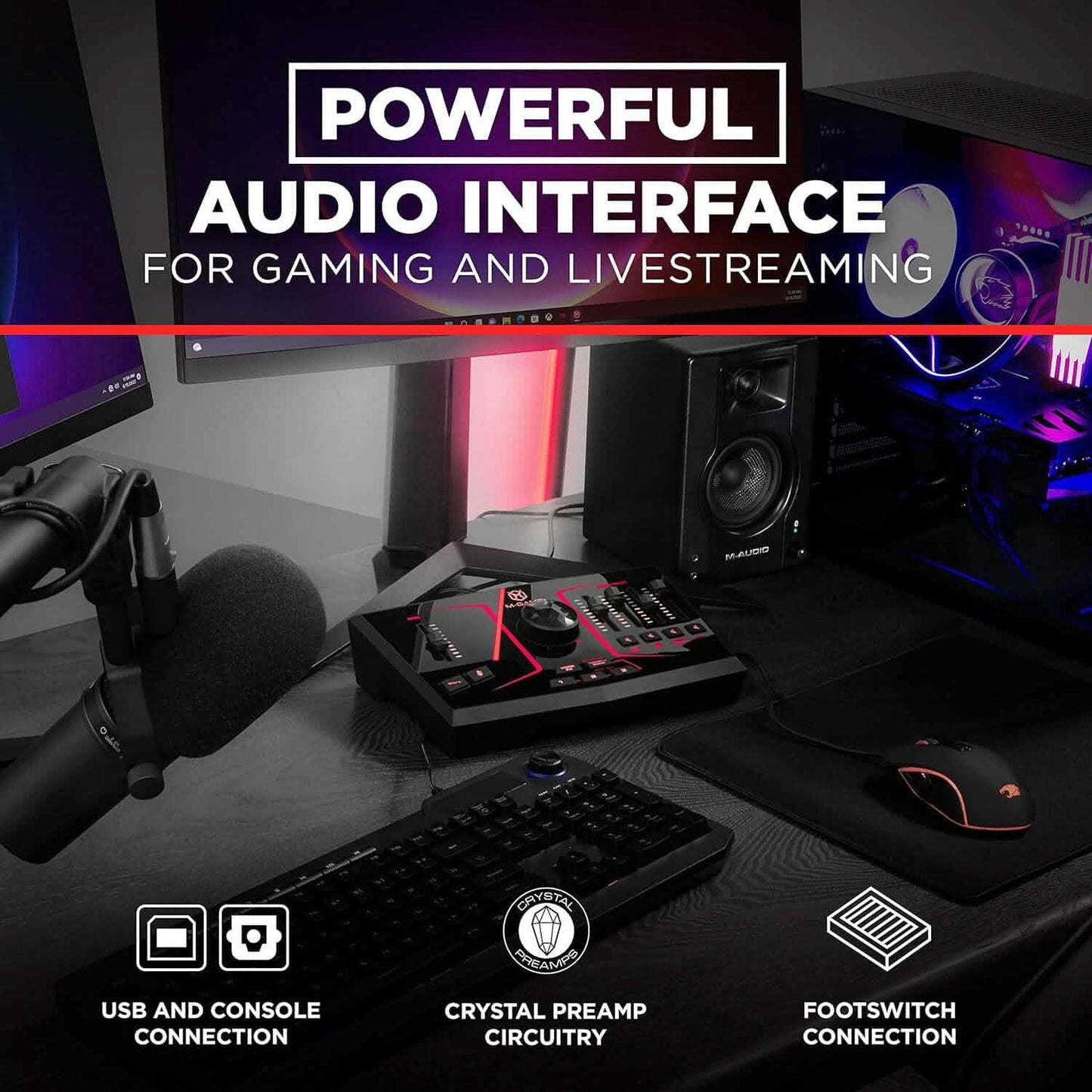 M-Game Solo USB Audio Interface Mixer for Streaming and Gaming  (Refurbished) DailySale