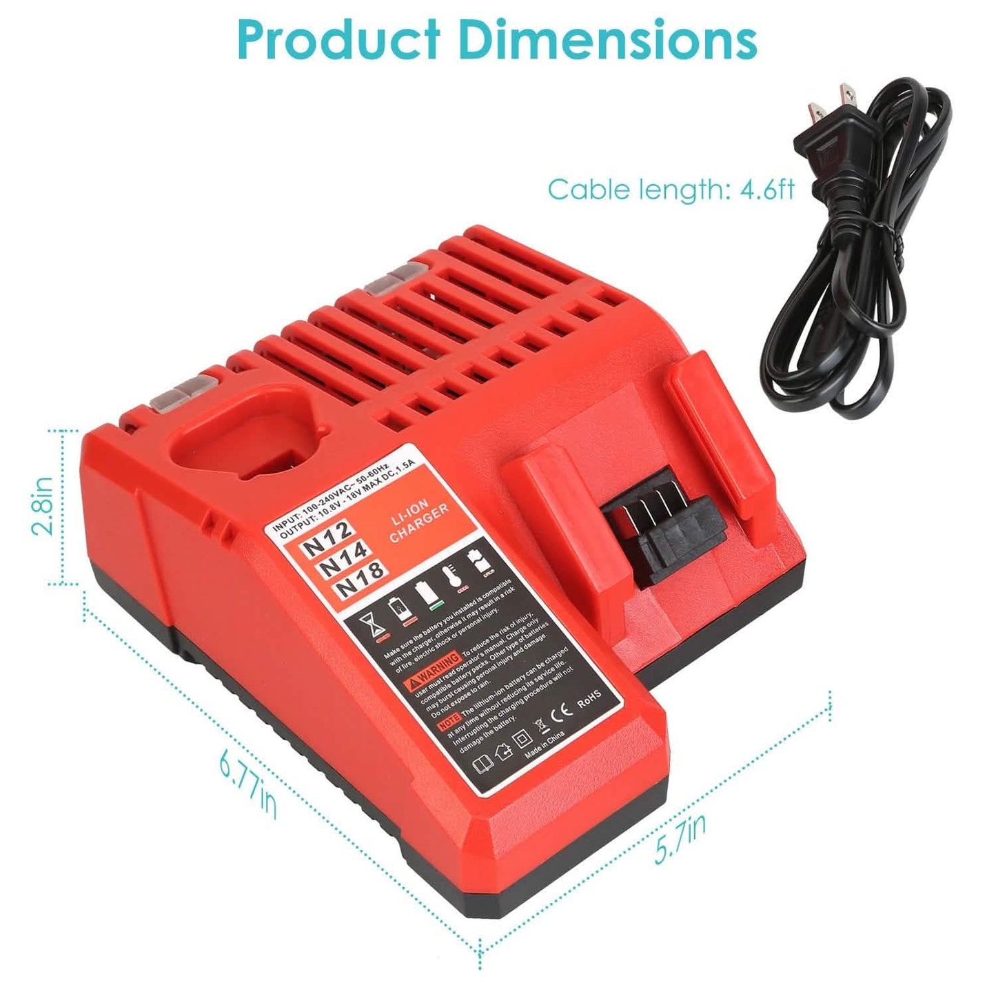 M12 M18 Rapid Fast Charger Fit for Milwaukee Battery DailySale