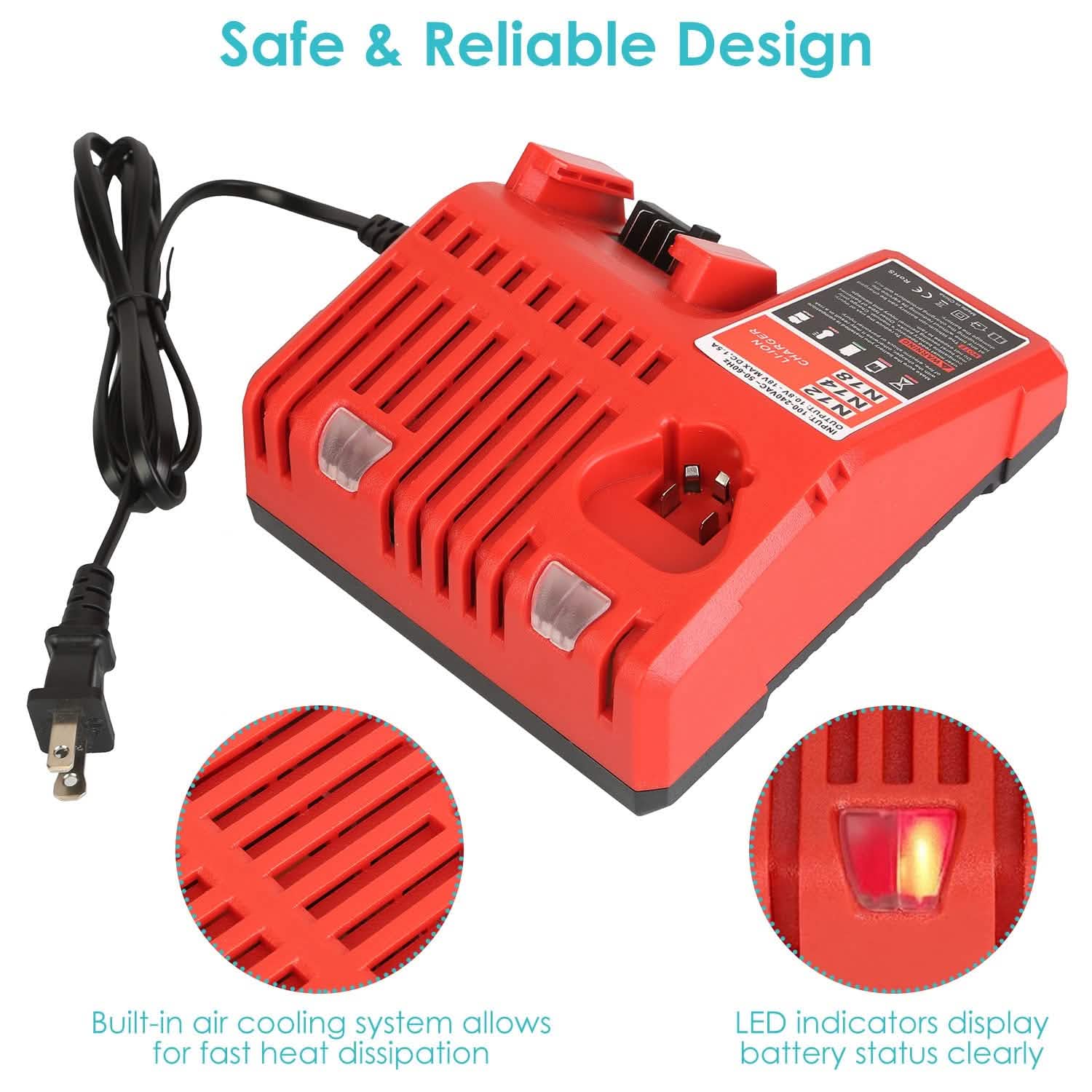M12 M18 Rapid Fast Charger Fit for Milwaukee Battery DailySale