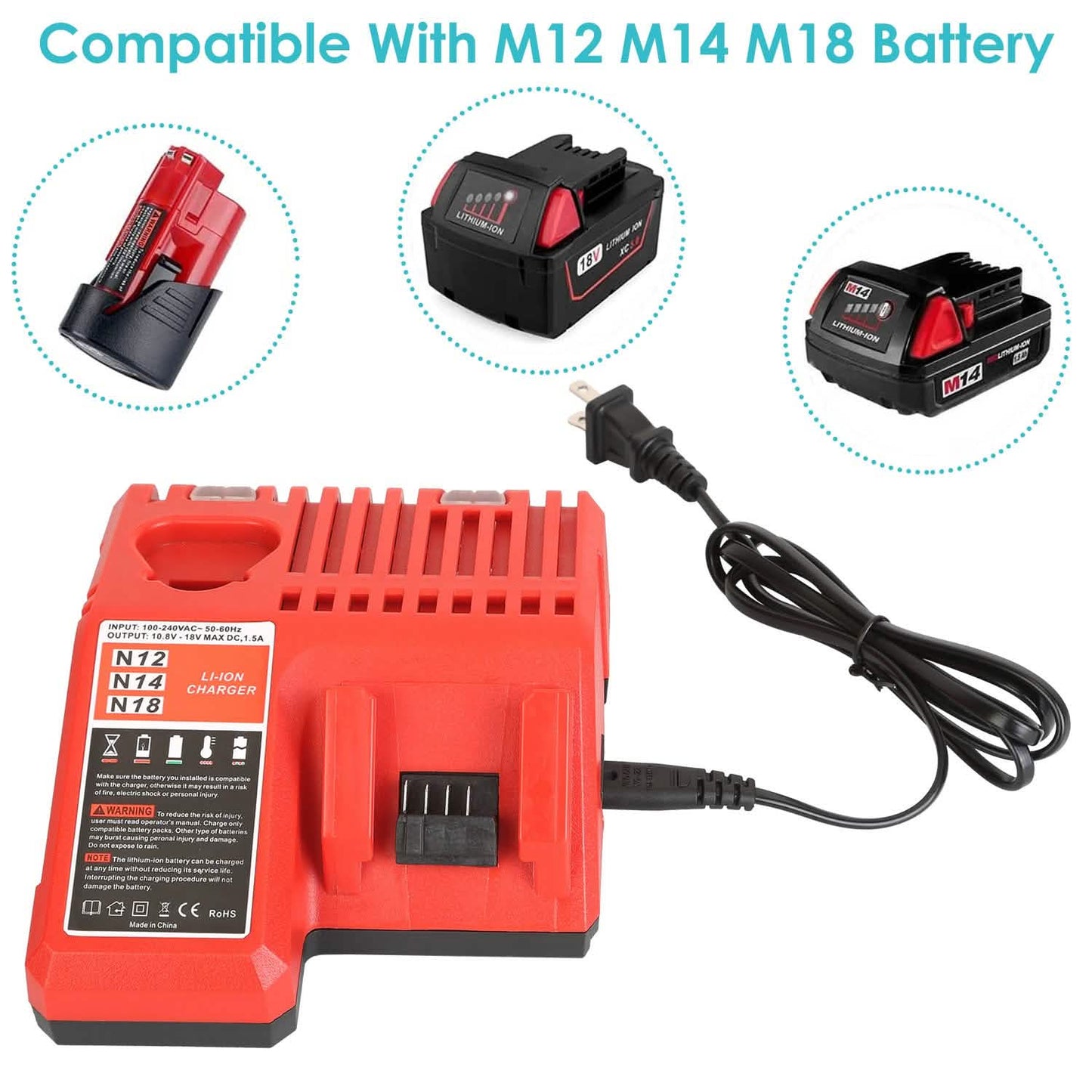M12 M18 Rapid Fast Charger Fit for Milwaukee Battery DailySale