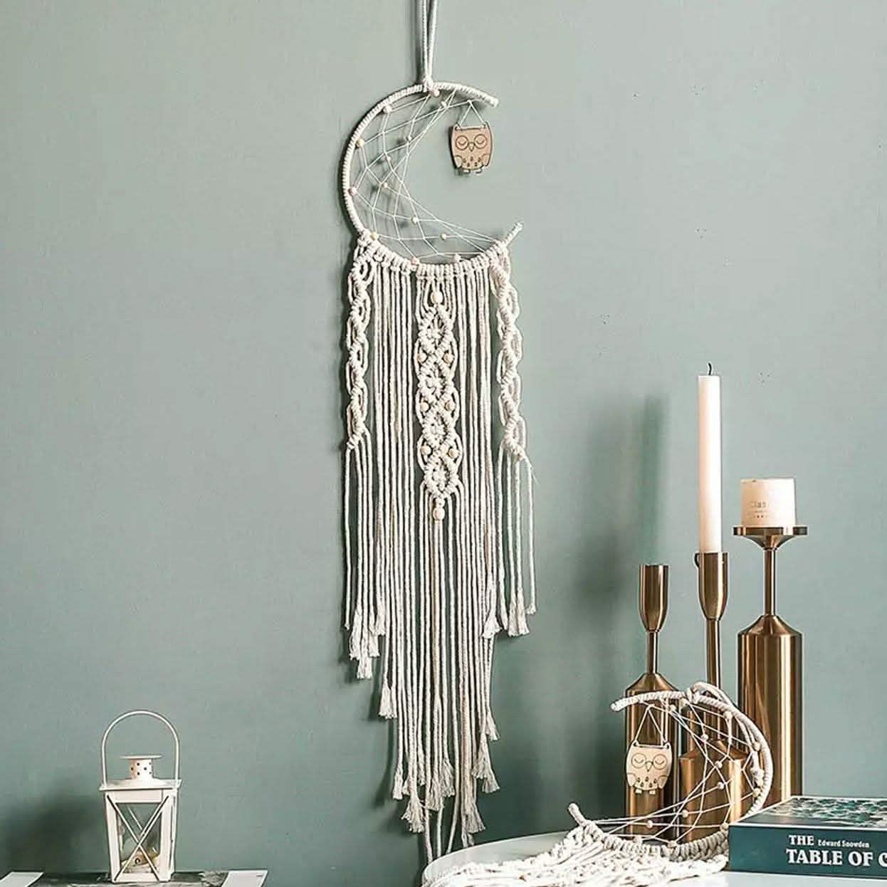 Macrame Woven Wall Hanging Boho Tapestry Moon Star Dreamcatcher Home Decor DailySale