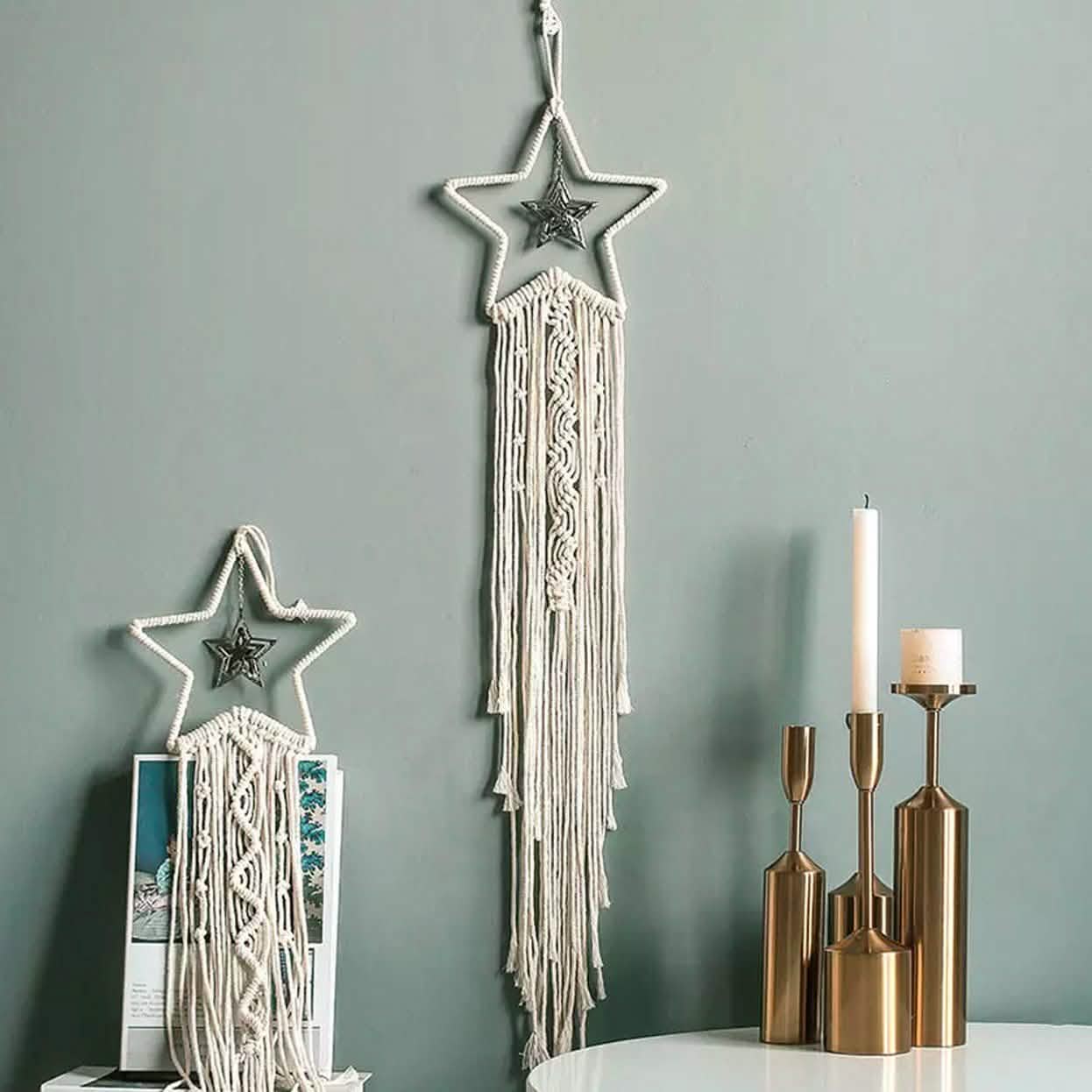 Macrame Woven Wall Hanging Boho Tapestry Moon Star Dreamcatcher Home Decor DailySale