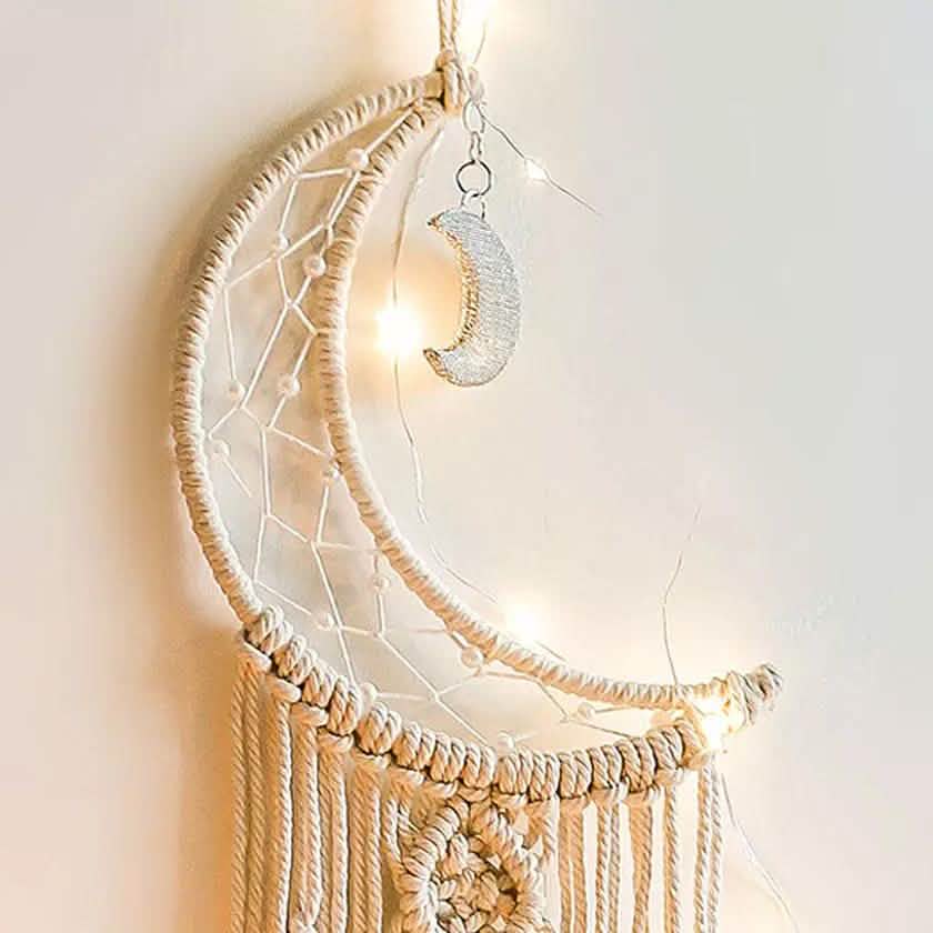 Macrame Woven Wall Hanging Boho Tapestry Moon Star Dreamcatcher Home Decor DailySale