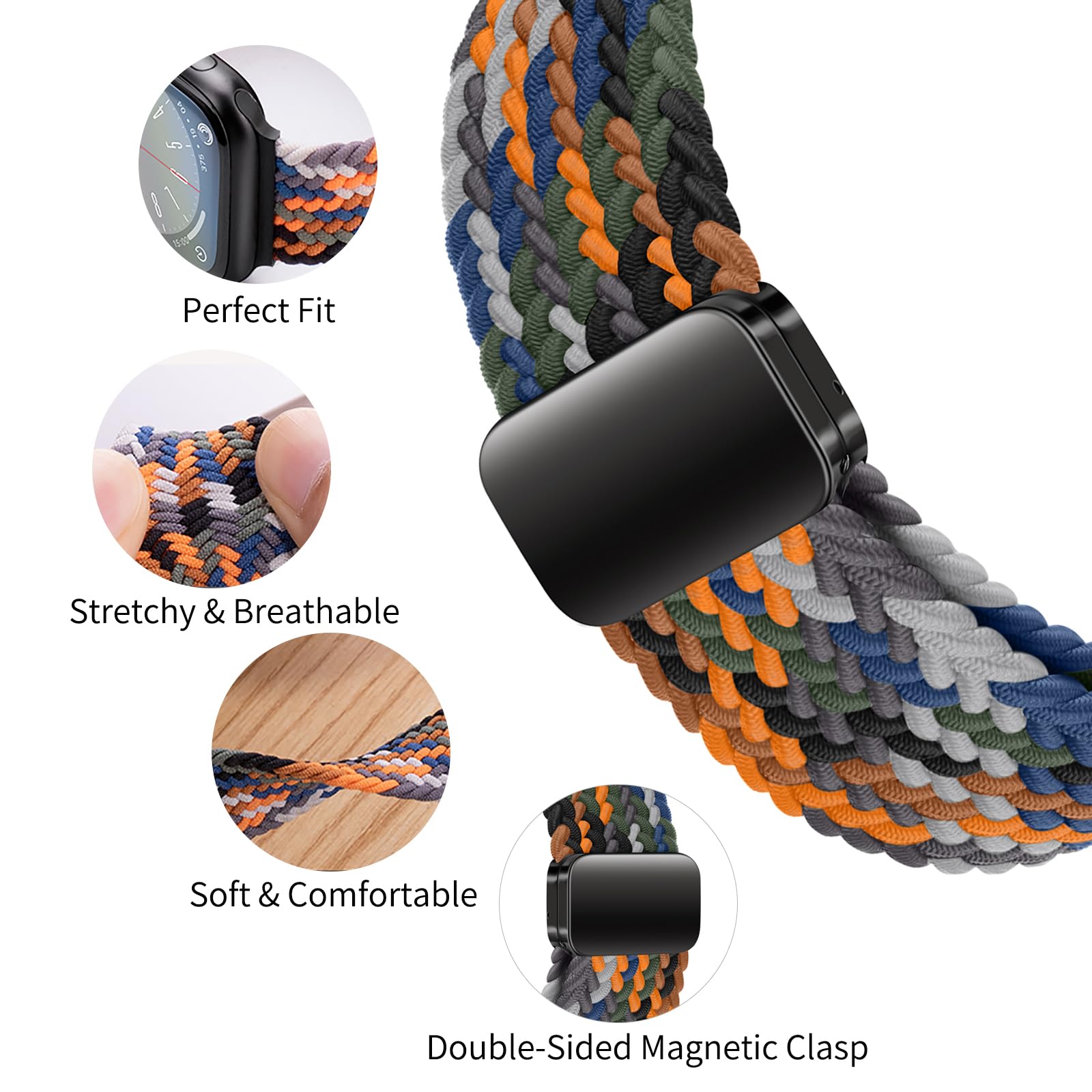 Magnetic Connector Nylon Braided Strap For Apple Watch - Wristwatchstraps.co