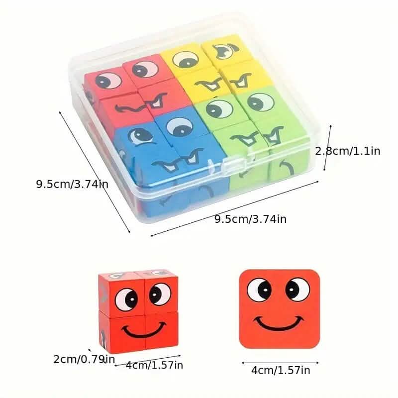 Magic Face-Changing Wooden Cube Building Blocks Set DailySale