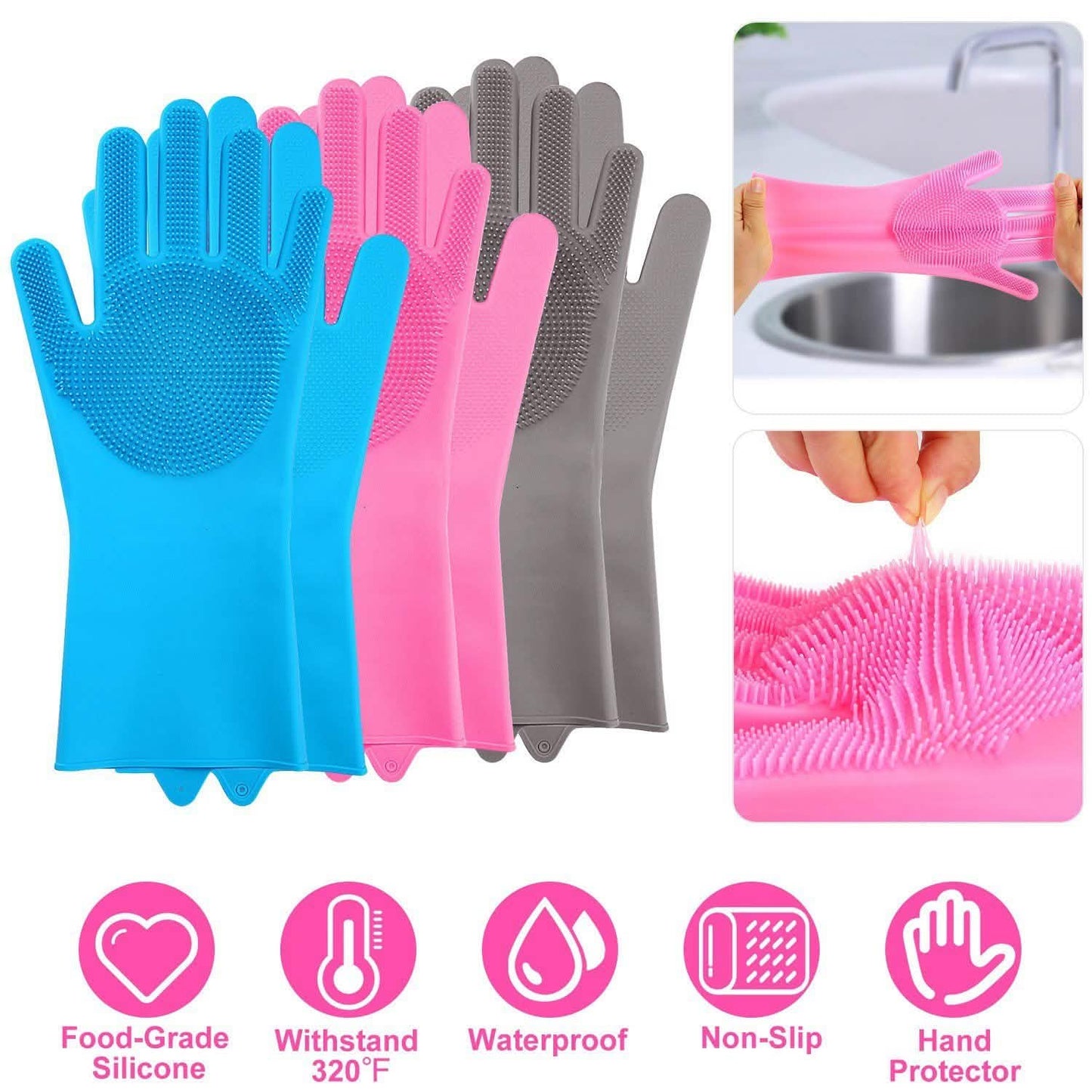 Magic Silicone Brush Dishwashing Gloves DailySale