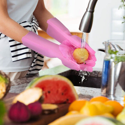 Magic Silicone Brush Dishwashing Gloves DailySale