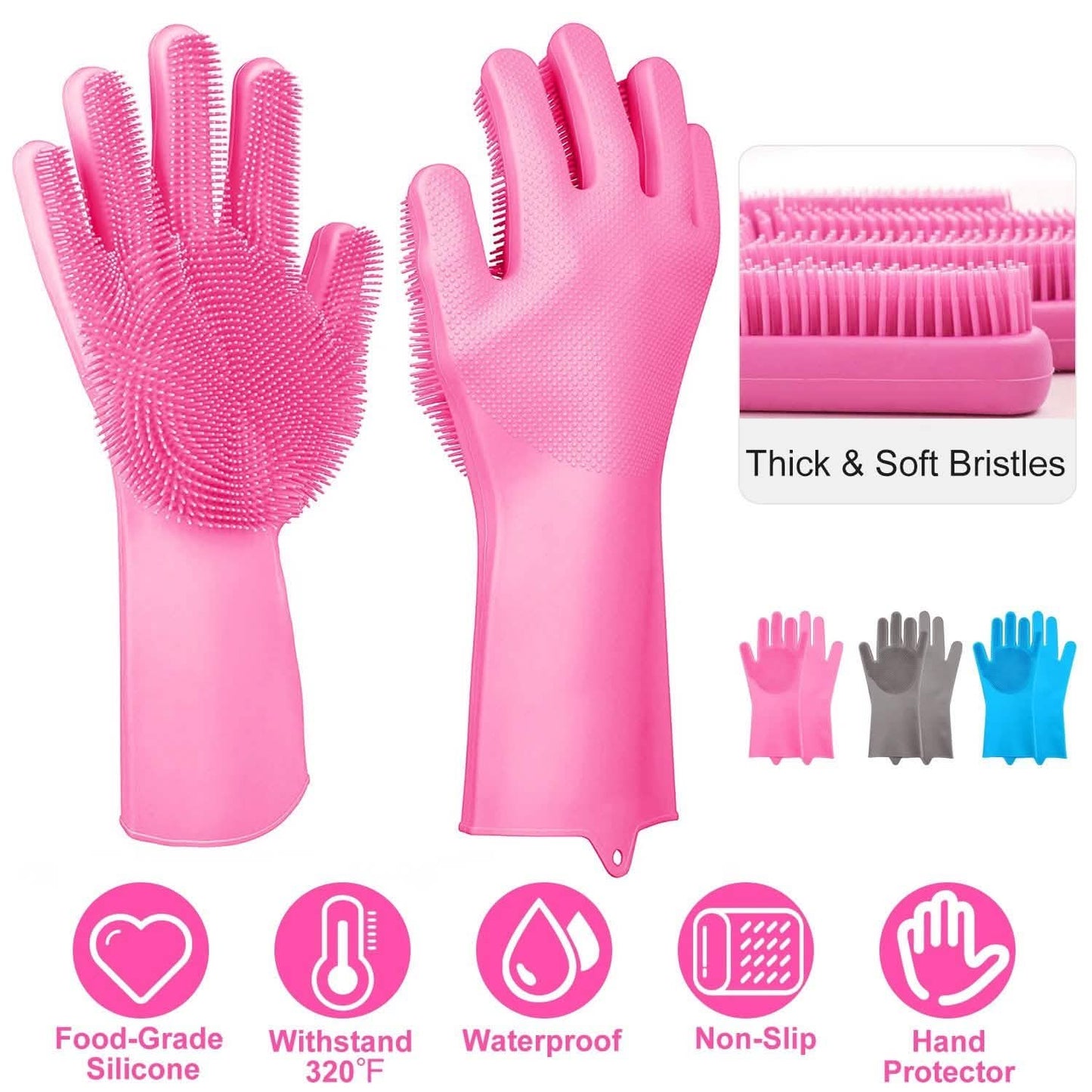 Magic Silicone Brush Dishwashing Gloves DailySale