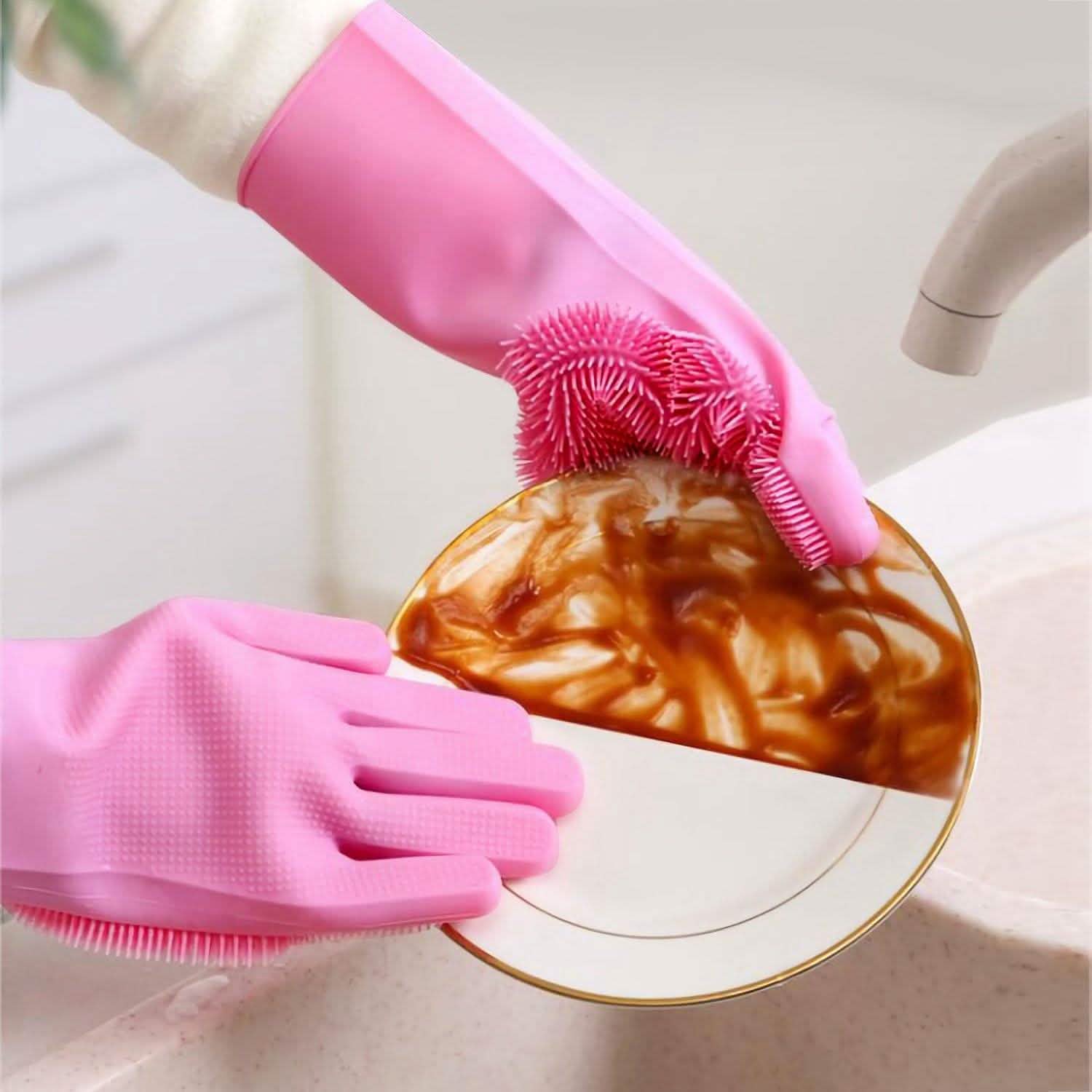 Magic Silicone Brush Dishwashing Gloves DailySale