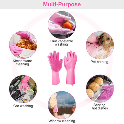 Magic Silicone Brush Dishwashing Gloves DailySale