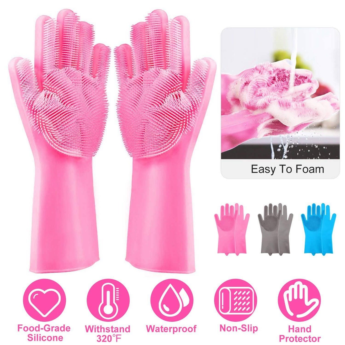 Magic Silicone Brush Dishwashing Gloves DailySale