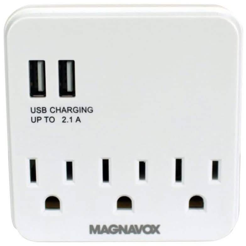 Magnavox Desk Top Multi-Functional Wall Outlet Surge Protector Charging Port DailySale
