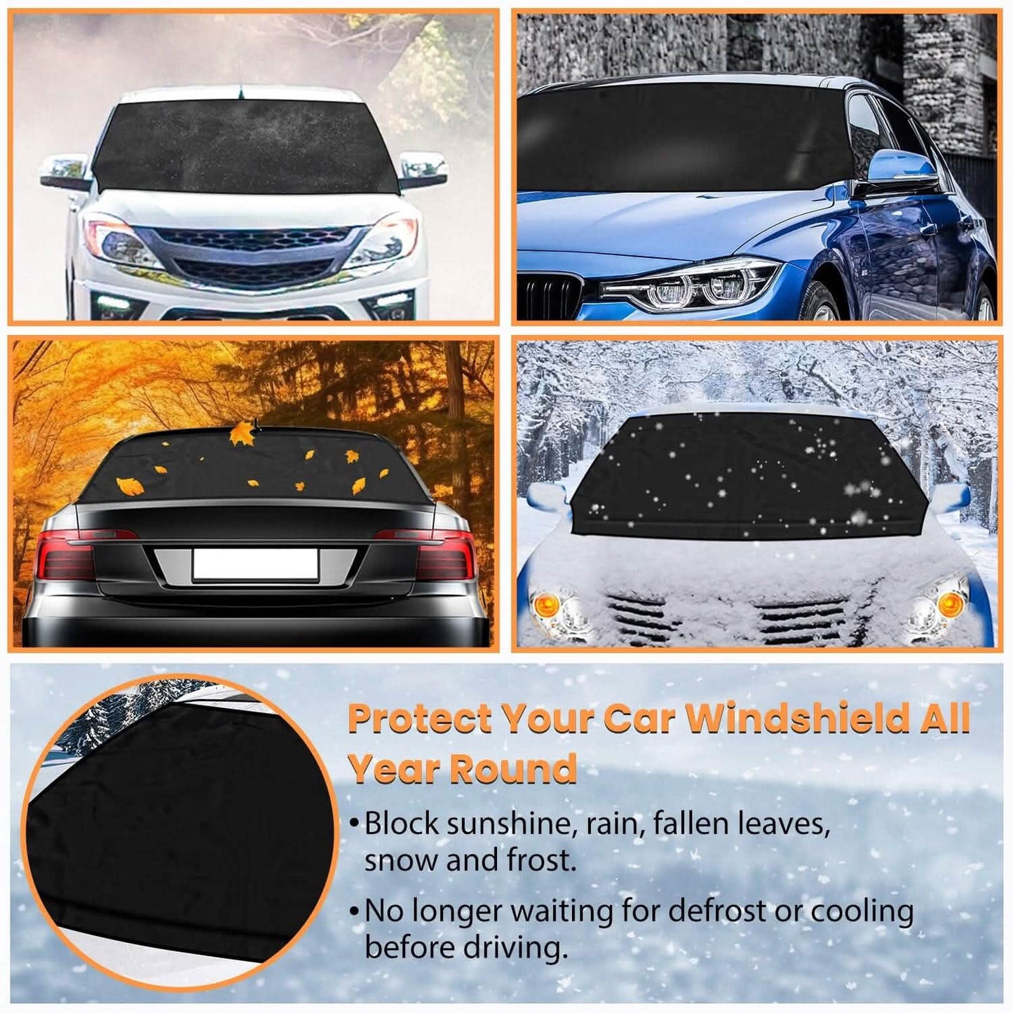 Magnetic Car Windshield Cover Front Rear Protector Fit for All Cars DailySale
