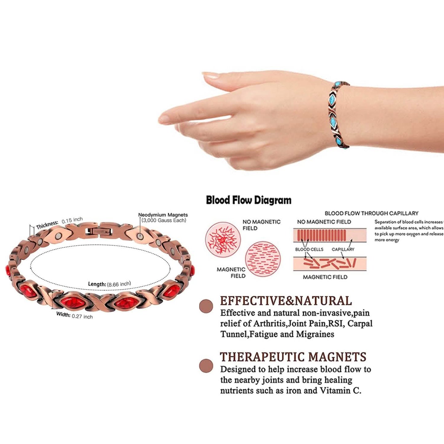 Magnetic Energy Therapy Pain Relief Copper Bracelet For Men And Women DailySale