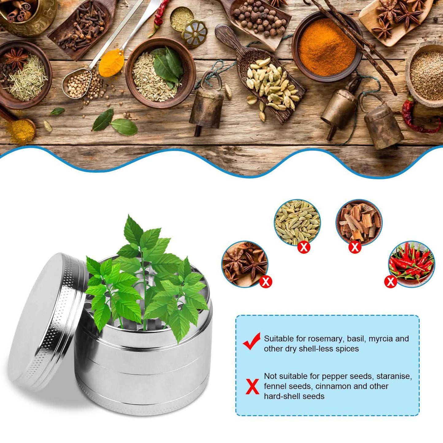 Magnetic Herb Spice Tobacco Grinder DailySale