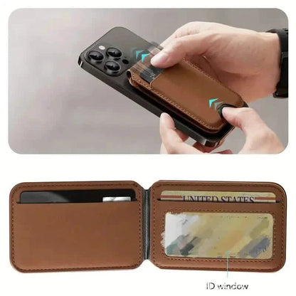 Magnetic PU Leather RFID Blocking Flip Kickstand Credit Slots Wallet Credit Cell Case Card Cover Slot Card Holder for Back of IPhone DailySale