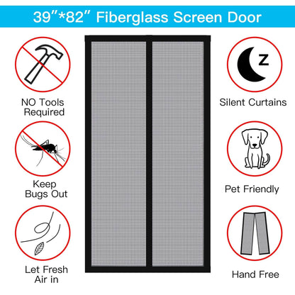Magnetic Screen Door With Durable Fiberglass Mosquito Mesh Curtain DailySale