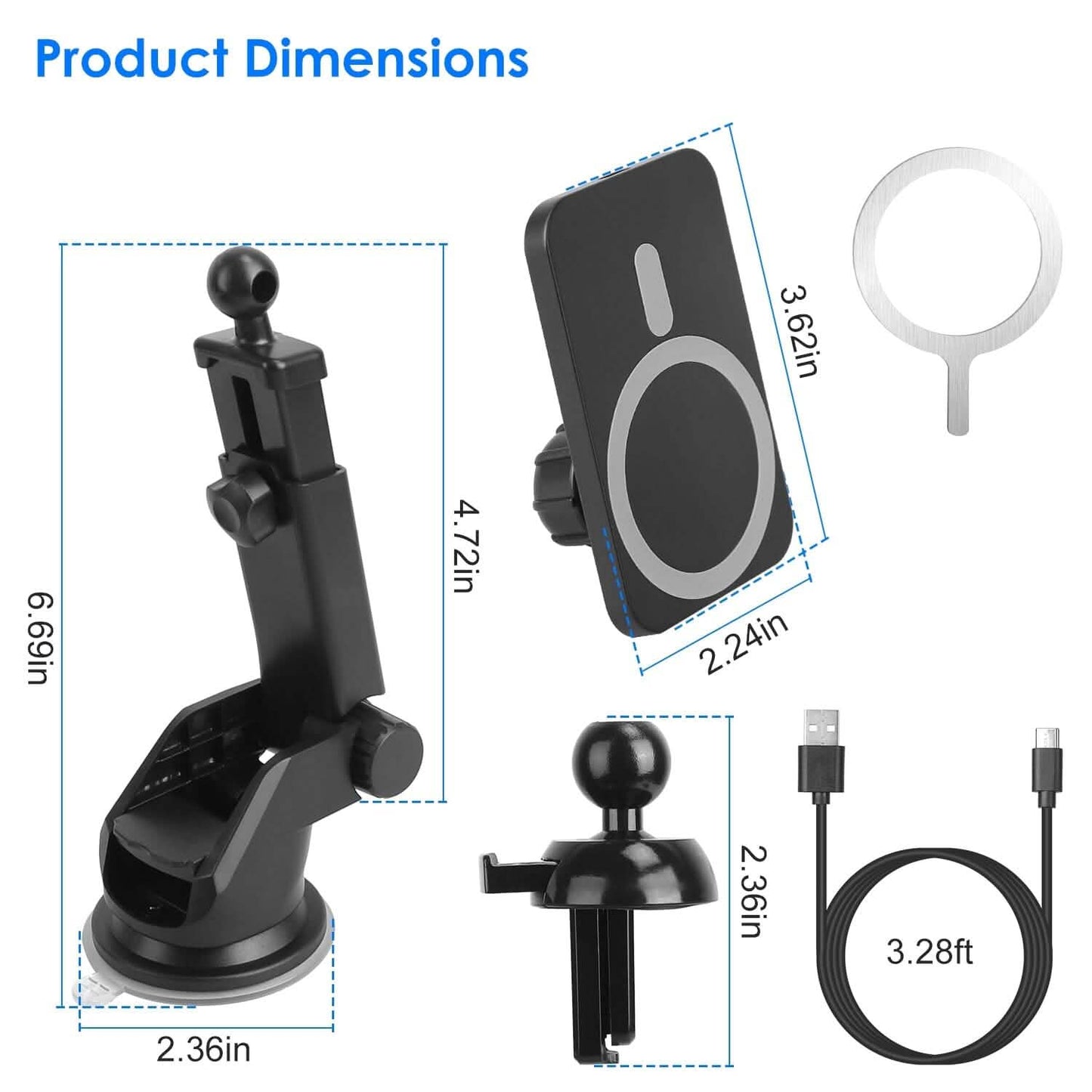 Magnetic Wireless Charger MagSafe Car Phone Mount Air Vent Holder DailySale
