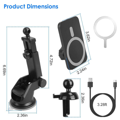 Magnetic Wireless Charger MagSafe Car Phone Mount Air Vent Holder DailySale