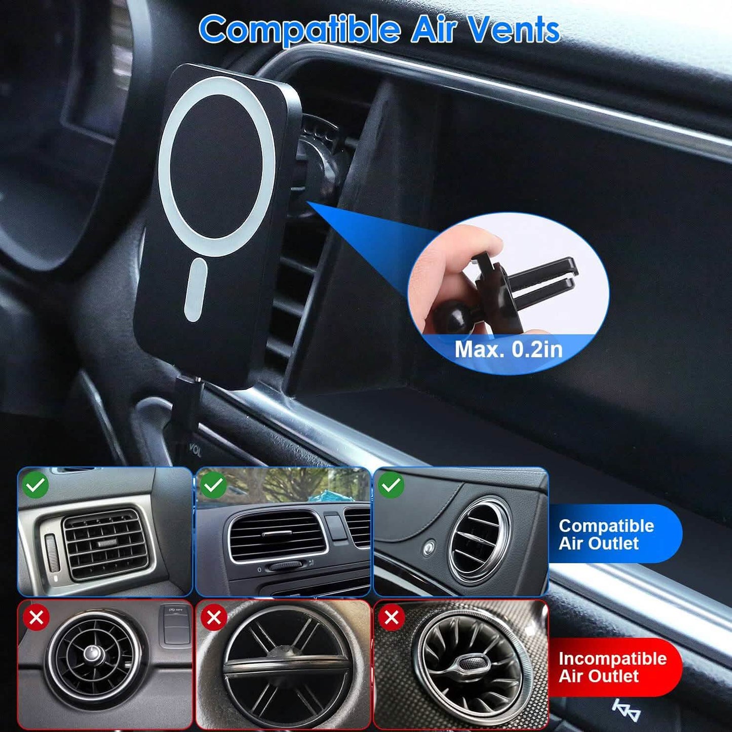 Magnetic Wireless Charger MagSafe Car Phone Mount Air Vent Holder DailySale