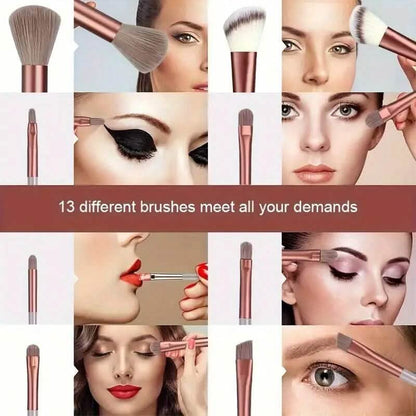 13-Piece: Professional Soft Fluffy Makeup Brush Set with Bag Case DailySale