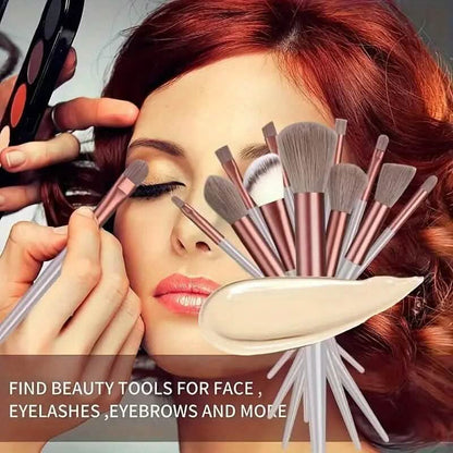 13-Piece: Professional Soft Fluffy Makeup Brush Set with Bag Case DailySale