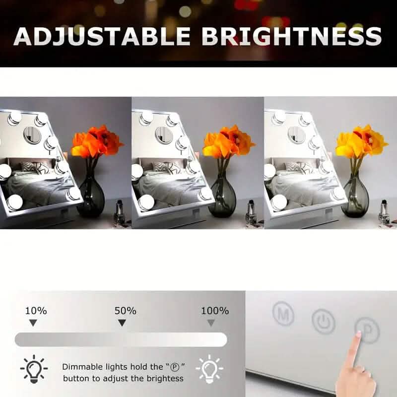 Makeup Mirror with 9 Bulbs, Adjustable Brightness and Smart Touch Control DailySale
