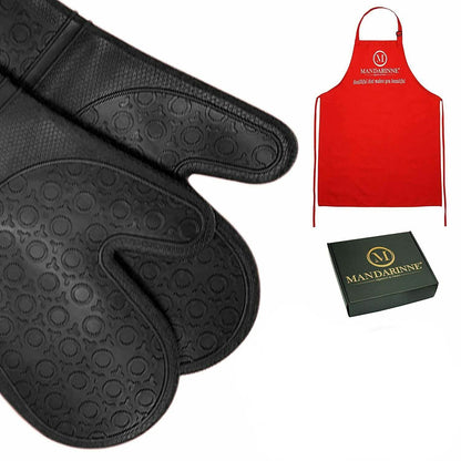 Mandarinne Silicone Oven Mitts and Apron Set DailySale