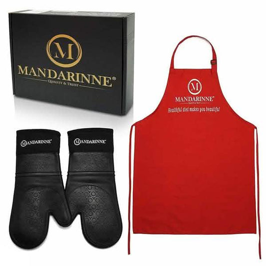 Mandarinne Silicone Oven Mitts and Apron Set DailySale