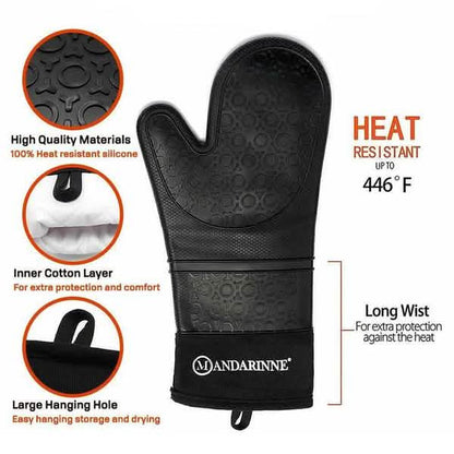 Mandarinne Silicone Oven Mitts and Apron Set DailySale