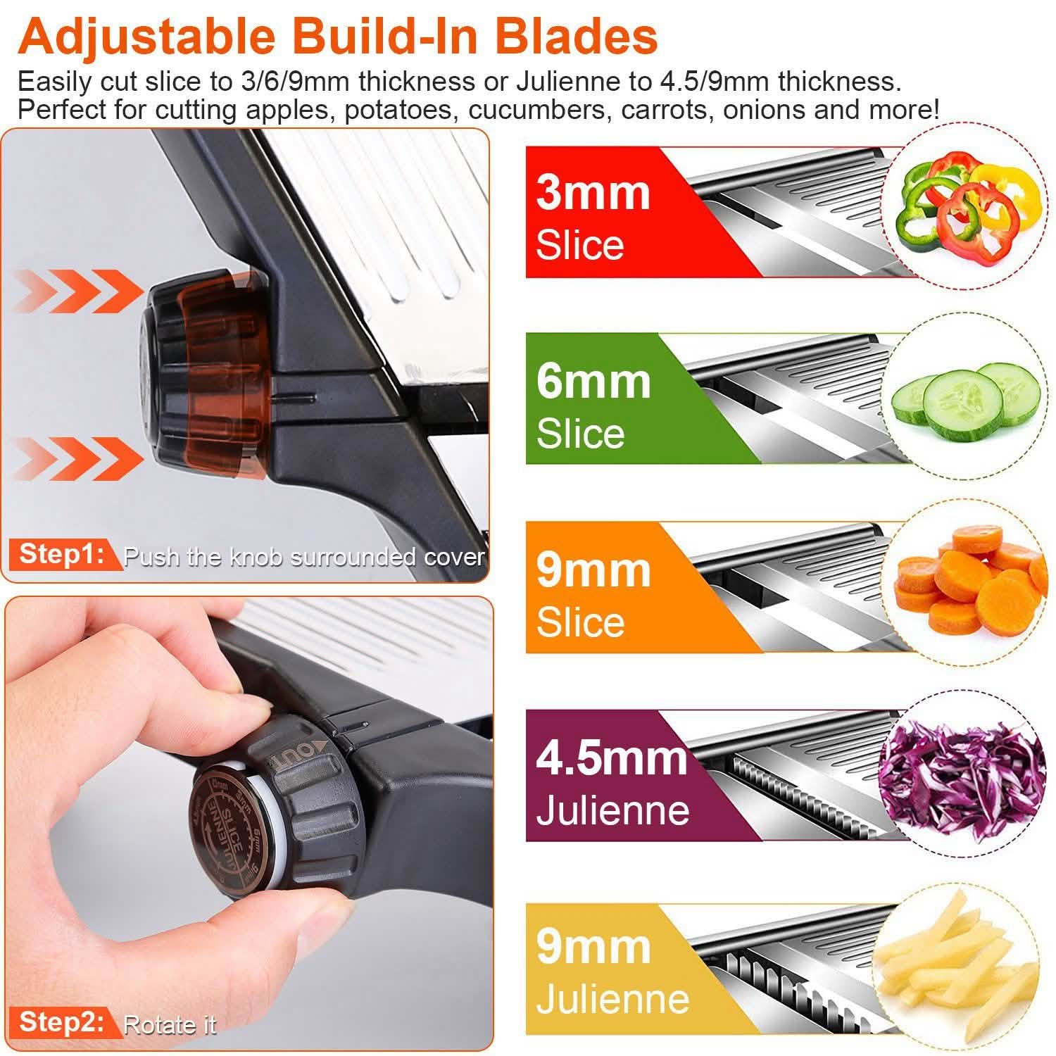 Mandoline Stainless Steel Food Slicer with 5 Adjustable Blades DailySale