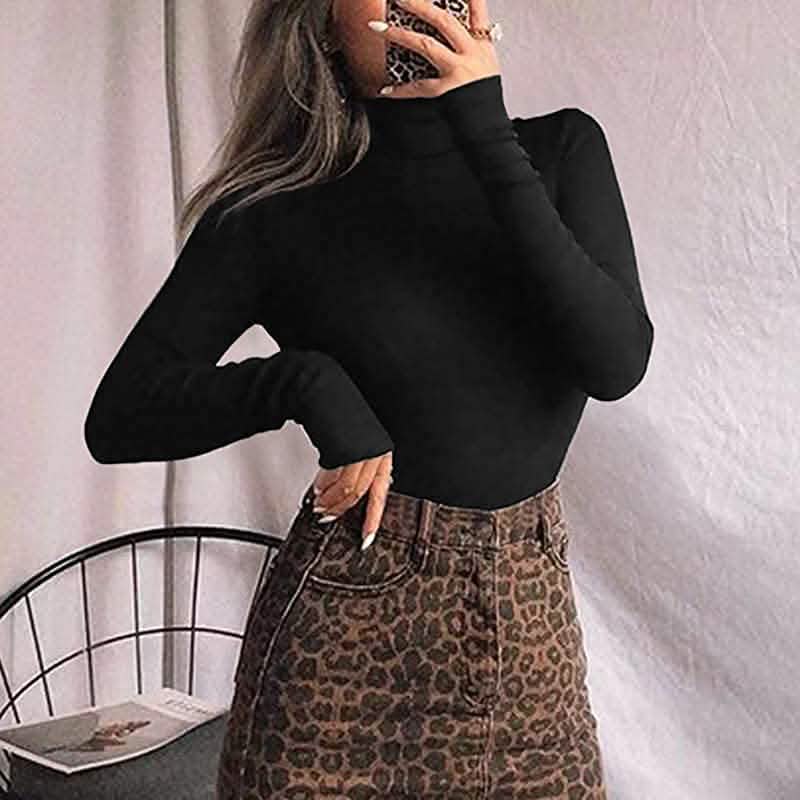 MANGOPOP Women's Mock Turtle Neck Long Sleeve Tops Bodysuit Jumpsuit DailySale