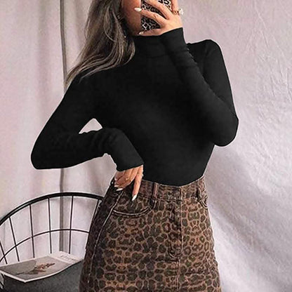 MANGOPOP Women's Mock Turtle Neck Long Sleeve Tops Bodysuit Jumpsuit DailySale