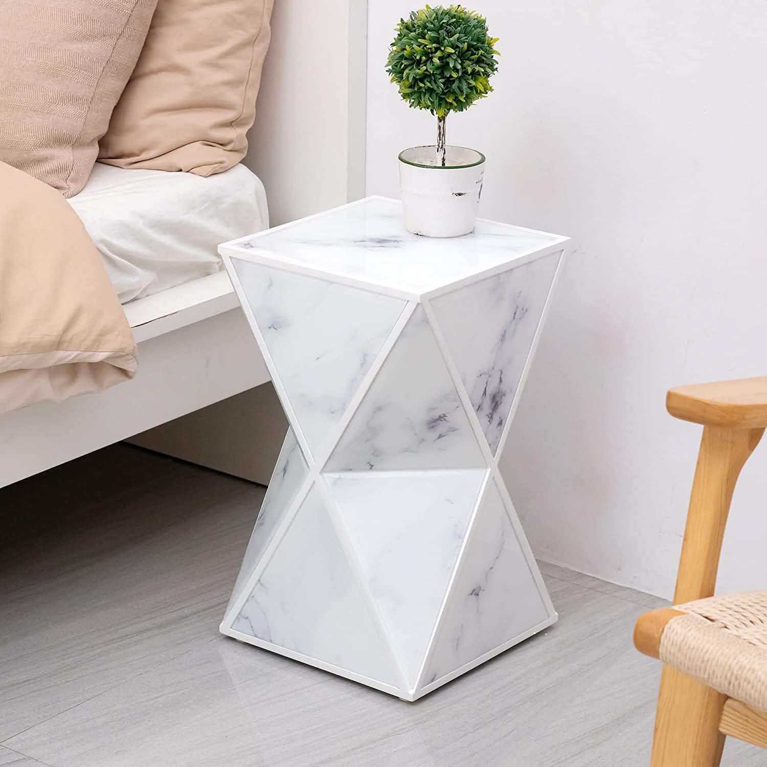 Marble End Table Multi-Face Contemporary Nightstand DailySale