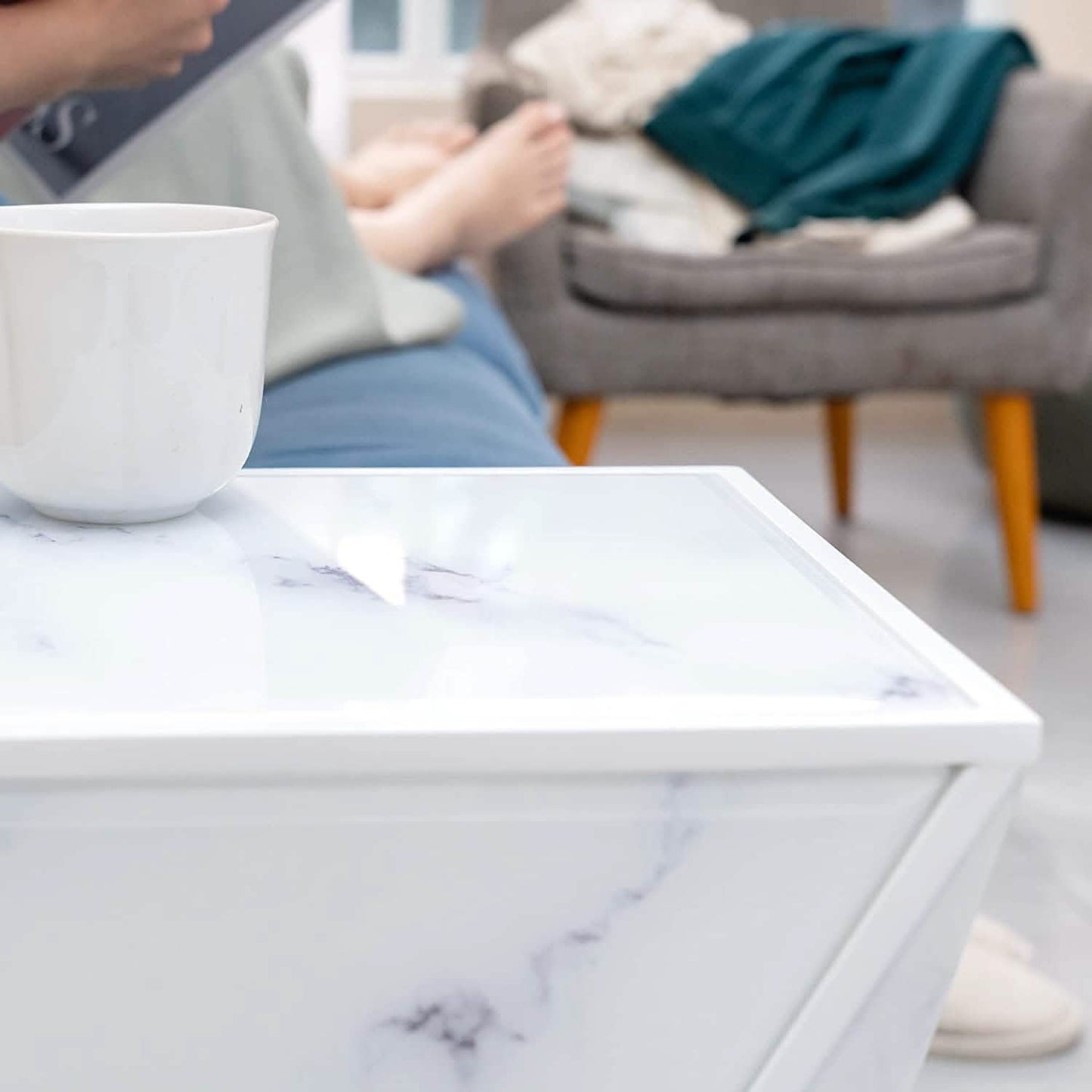 Marble End Table Multi-Face Contemporary Nightstand DailySale