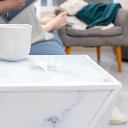 Marble End Table Multi-Face Contemporary Nightstand DailySale