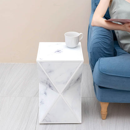 Marble End Table Multi-Face Contemporary Nightstand DailySale