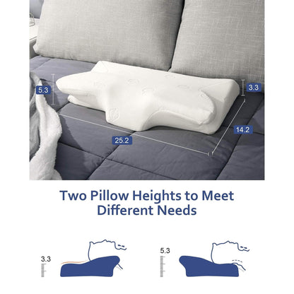 MARNUR Memory Foam Pillow for Neck Shoulder Pain Queen Size Wing Shape Design DailySale