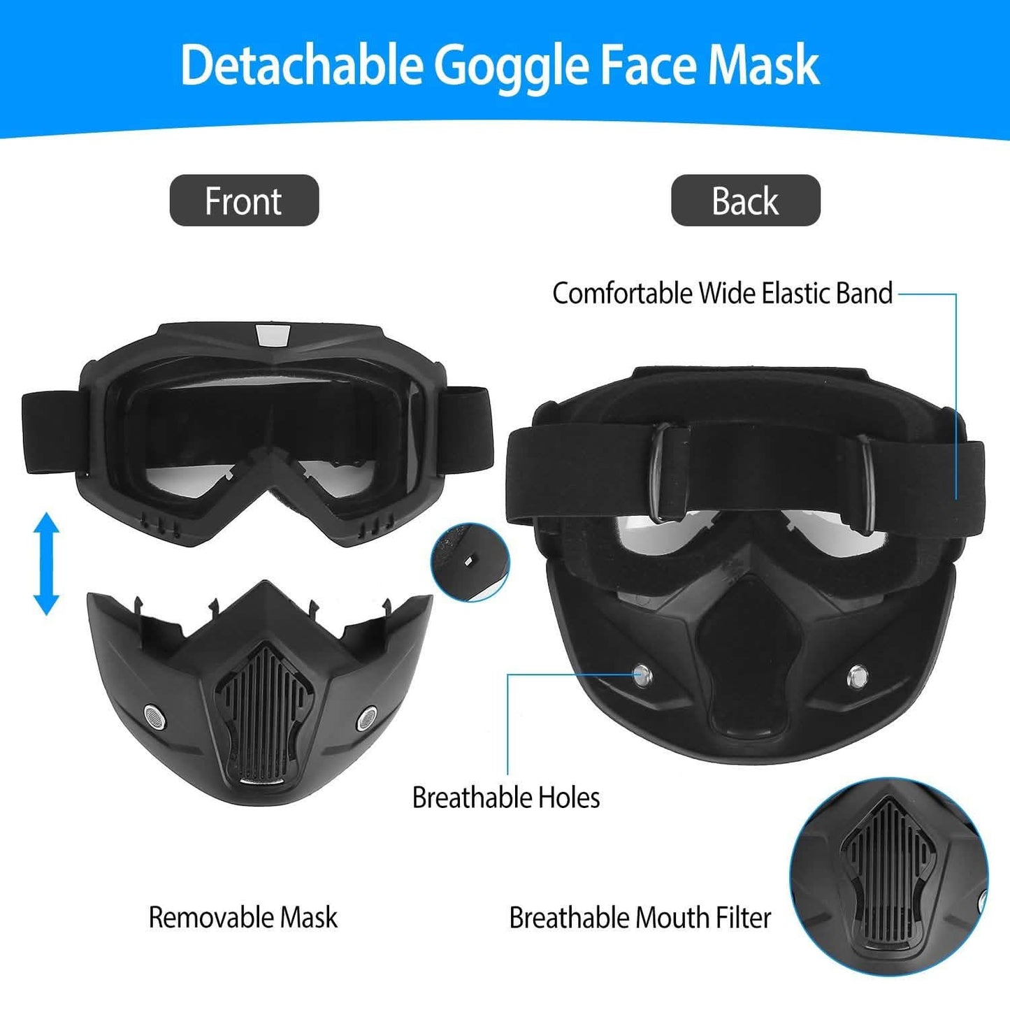 Mask Riding Goggle with Adjustable Non-slip Trip Mouth Filter DailySale