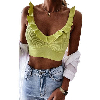 Meihuida Women's Sleeveless V Neck Crop Tops DailySale
