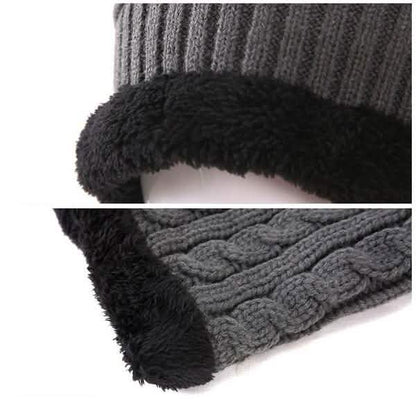 Men And Women Knitted Winter Scarf & Hat Fleece Lined Bonnet Beanies DailySale