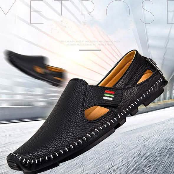 Men Casual Shoes Slip on Hollow Leather Men Shoes DailySale