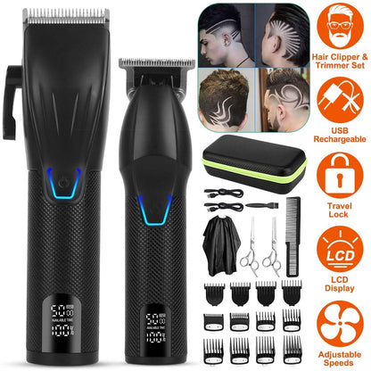 Men Electric Barber Clipper Hair Cutting Combo Set T Outliner Shaver Trimmers DailySale