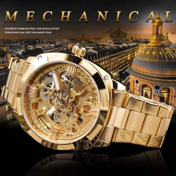 Men Luxury Skeleton Automatic Winding Mechanical Watch DailySale