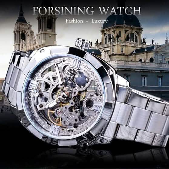 Men Luxury Skeleton Automatic Winding Mechanical Watch DailySale