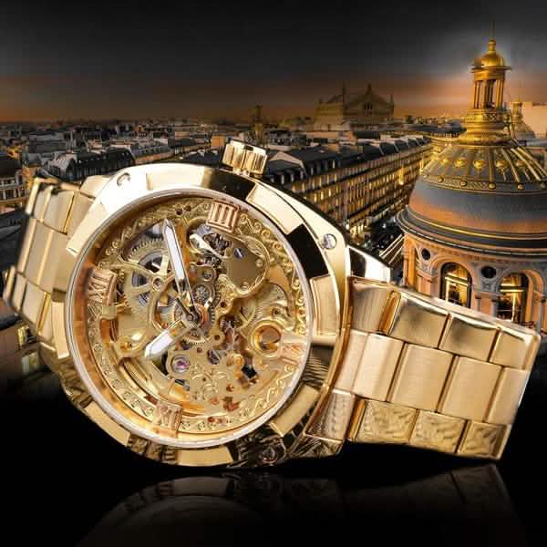 Men Luxury Skeleton Automatic Winding Mechanical Watch DailySale
